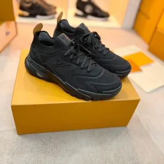 Louis Vuitton LV Trainer Black Knit Upper Sculpted Rubber Sole Chunky Sneakers