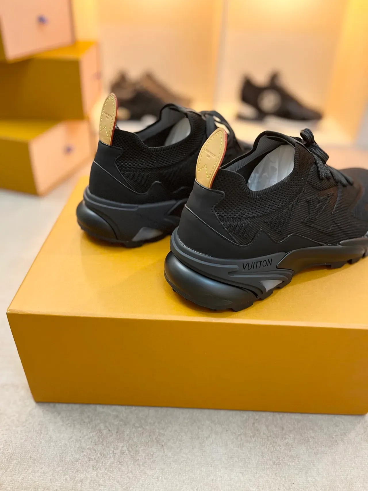 Louis Vuitton LV Trainer Black Knit Upper Sculpted Rubber Sole Chunky Sneakers 2