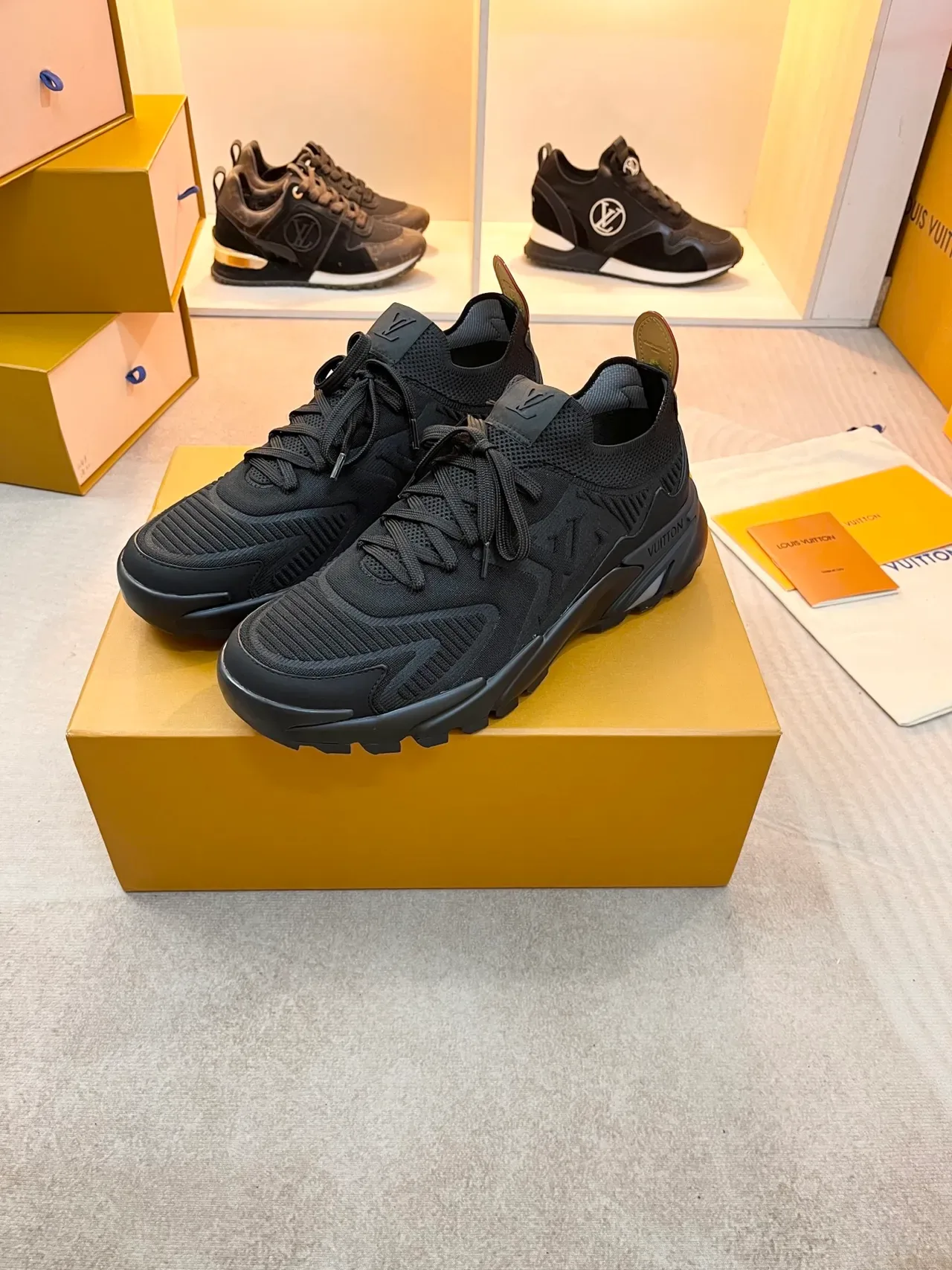Louis Vuitton LV Trainer Black Knit Upper Sculpted Rubber Sole Chunky Sneakers 4