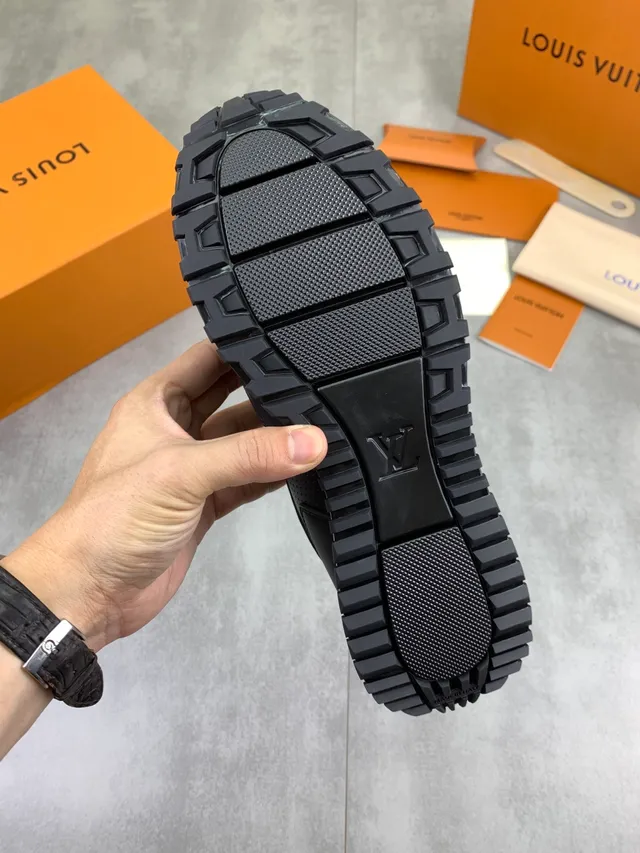 Louis Vuitton LV Trainer Black Perforated Leather Upper Monochrome Lifestyle Sneakers 3