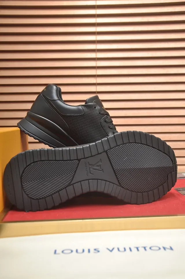 Louis Vuitton LV Trainer أسود جلد مثقب علوة سول مطاط منحوت حذاء نمط حياة 3