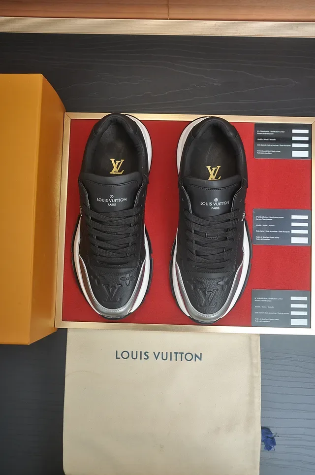 Louis Vuitton LV Trainer Black Silver Monogram Leather Metallic Accents Lifestyle Sneakers 5