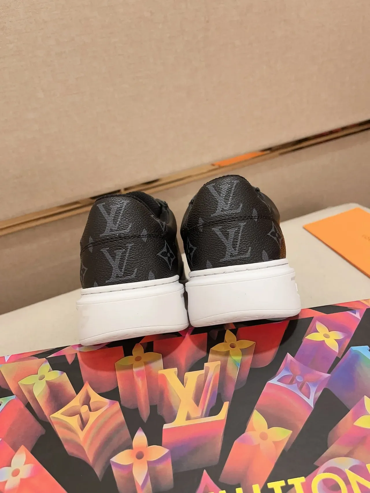 Louis Vuitton LV Trainer Black White Leather Upper Flat Platform Sole Lifestyle Sneakers 8