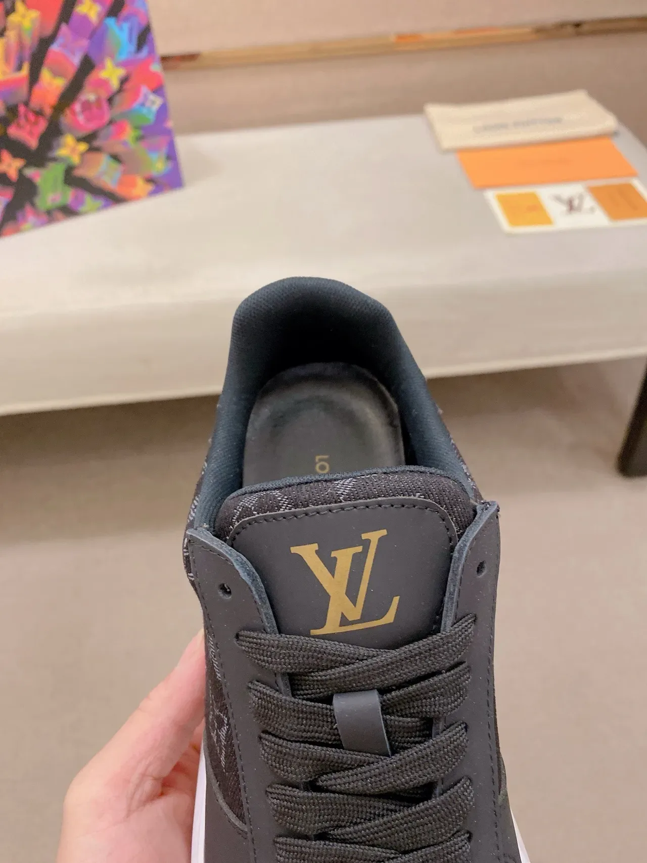 लुई विटन LV Trainer काला सफेद Monogram कैनवास ऊपरी लेदर ओवरलेस लाइफस्टाइल स्नीकर 6