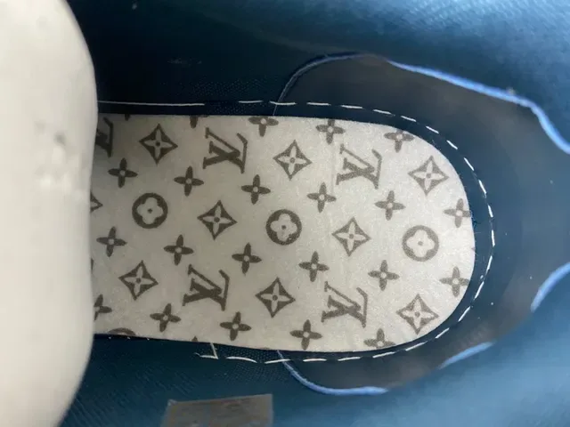 Louis Vuitton LV Trainer Blue Navy Denim Upper Monogram Flower Overlay Lifestyle Sneakers 8