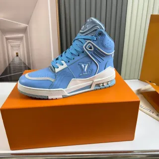 Louis Vuitton LV Trainer Azul Blanco Alta Monogram Zapatillas Lifestyle