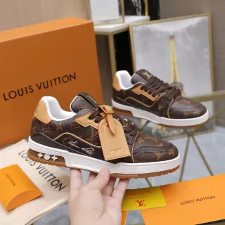 Louis Vuitton LV Trainer Marrón Beige Monogram Canvas Tan Leather Overlays Zapatillas Lifestyle