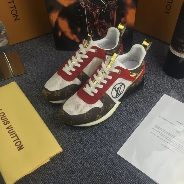 Louis Vuitton LV Trainer Tênis Lifestyle Marrom Vermelho Monograma Lona Sobreposições de Camurça 5