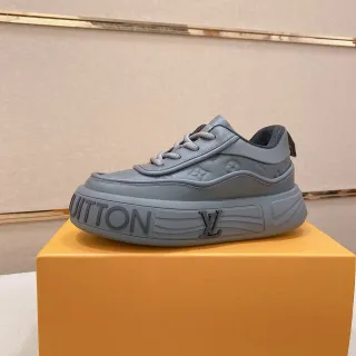 Louis Vuitton LV Trainer Gray Monogram-Molded Upper Embossed Sole Branding Lifestyle Sneakers