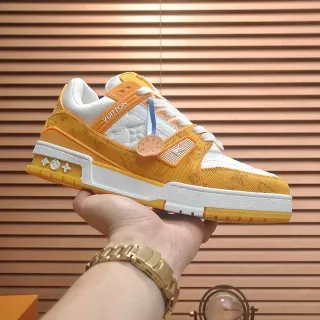 Louis Vuitton LV Trainer Orange Blanc Monogram Jacquard Supérieur Multicouches Sculptée Semelle Intermédiaire Sneakers Lifestyle