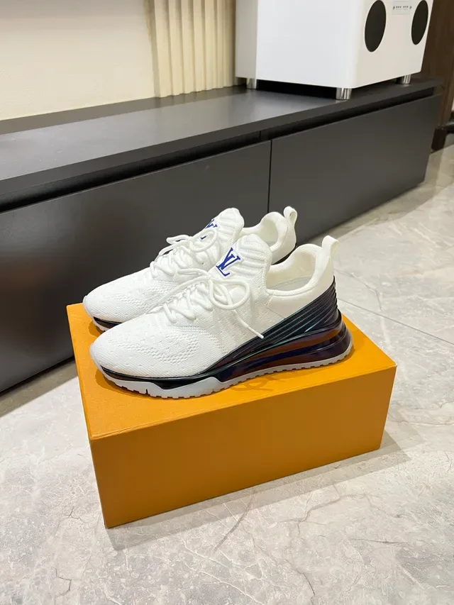 Louis Vuitton LV Trainer সাদা কালো নিট আপার মনোগ্রাম-টং লোগো লাইফস্টাইল স্নিকার 5