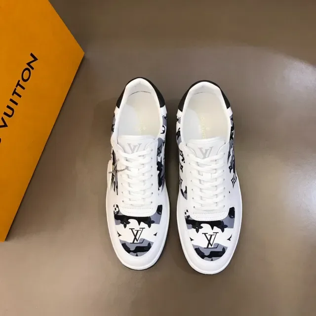 Louis Vuitton LV Trainer Chaussures Lifestyle Blanc et Noir Low-Top à Imprimé Camouflage 9