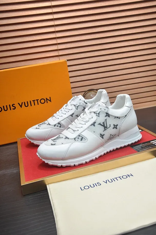 Louis Vuitton LV Trainer White Black Monogrammed Mesh Panel Leather Overlays Lifestyle Sneakers 5