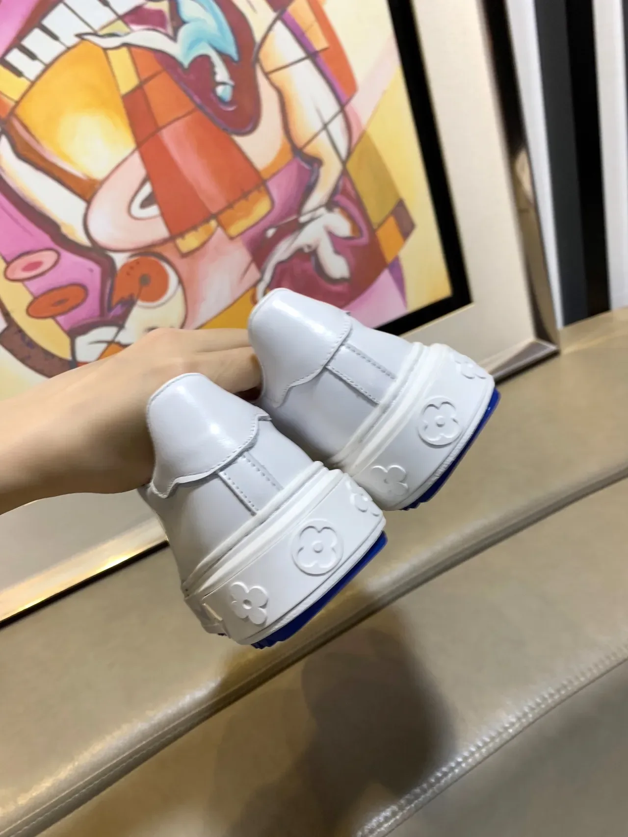 Louis Vuitton LV Trainer White Blue Leather Oversized Monogram Lifestyle Sneakers 4