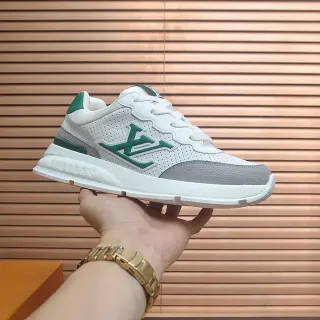 Louis Vuitton LV Trainer Blanco Verde Malla Perforada Panel con Logo Monogramado Lifestyle Sneakers
