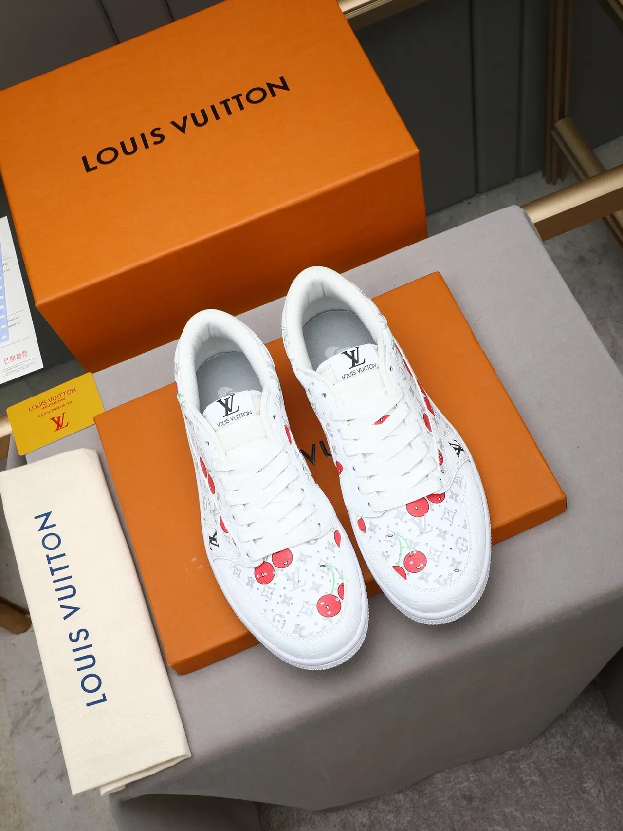 Louis Vuitton LV Trainer White Red Monogram Canvas Cherry Print Lifestyle Sneakers 2