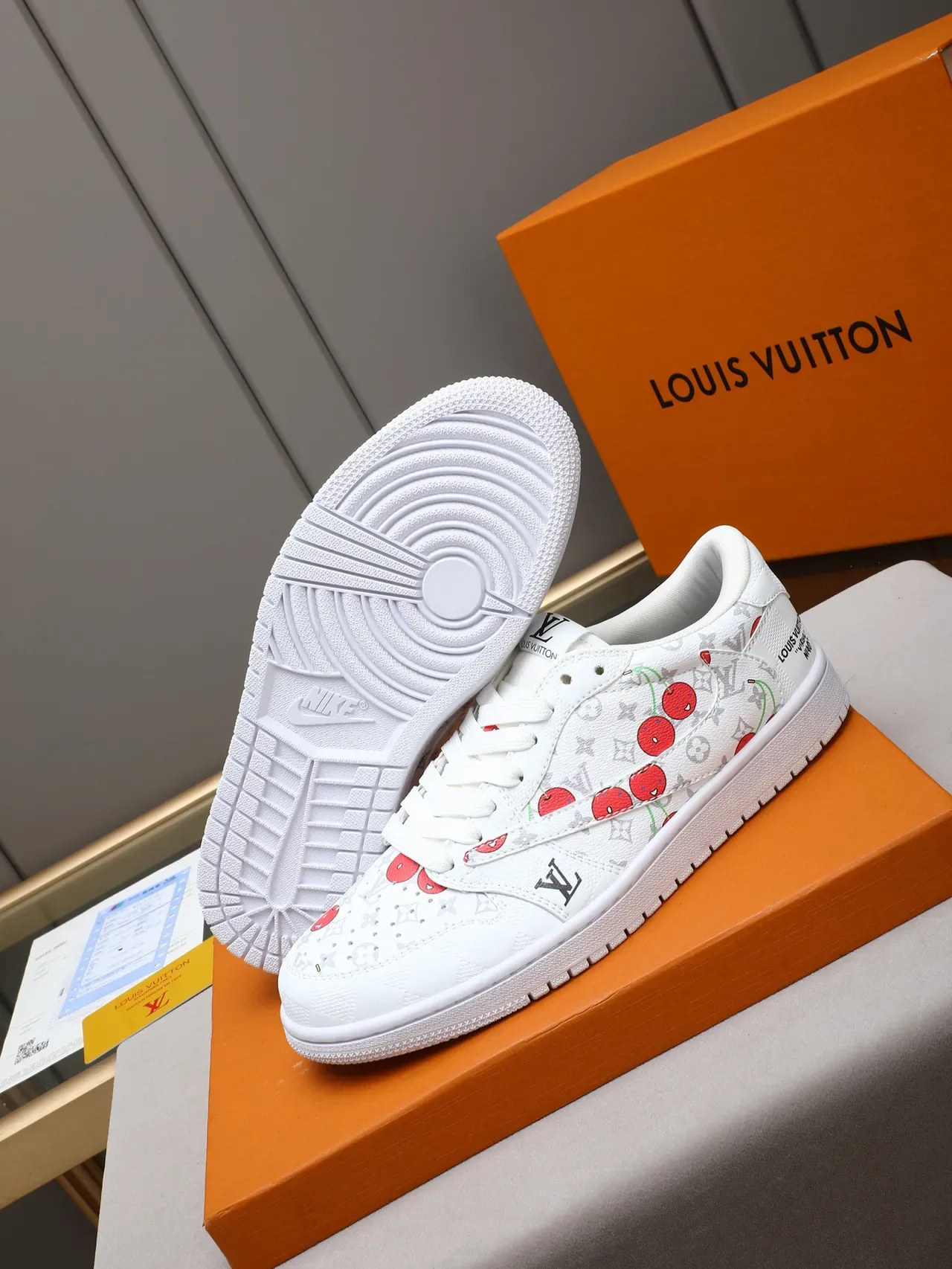 Louis Vuitton LV Trainer White Red Monogram Canvas Cherry Print Lifestyle Sneakers 4