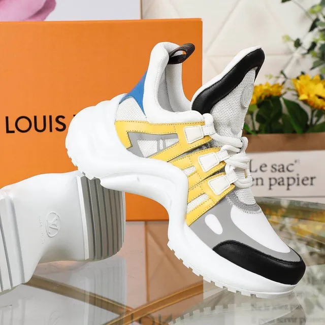 Louis Vuitton LV Trainer Blanc Jaune Semelle Asymétrique Lanières Chunky Sneakers 3