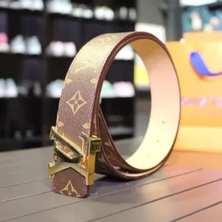 Louis Vuitton Monogram कैनवास बेल्ट भूरा गोल्ड Turnlock Buckle चमड़े का बेल्ट
