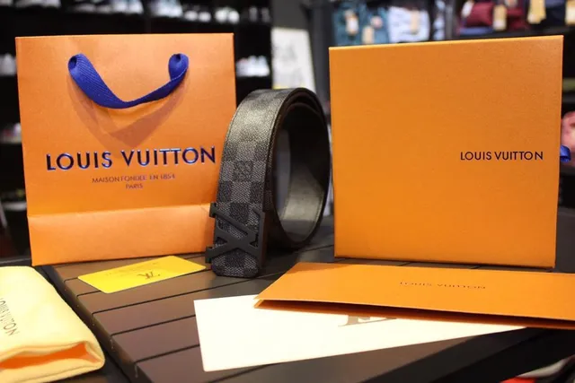 Louis Vuitton Monogram कैनवास बेल्ट भूरा गोल्ड Turnlock Buckle चमड़े का बेल्ट 9