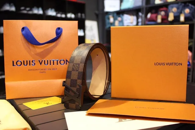 Louis Vuitton Monogram कैनवास बेल्ट भूरा गोल्ड Turnlock Buckle चमड़े का बेल्ट 10