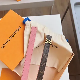 Louis Vuitton Monogram Canvas Belt 棕色 粉色 光滑皮革腰带
