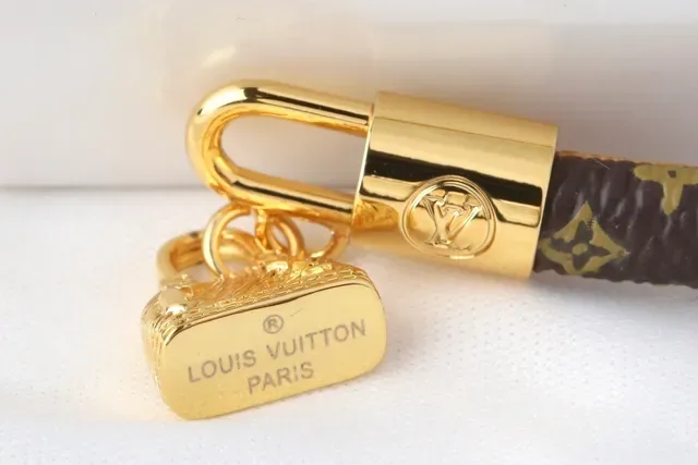 Louis Vuitton Monogram Canvas Gold-Tone Padlock Charm Bracelet 4