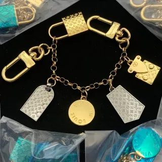 Louis Vuitton Monogram Charm Bracelet Gold Silver Engraved Bracelet