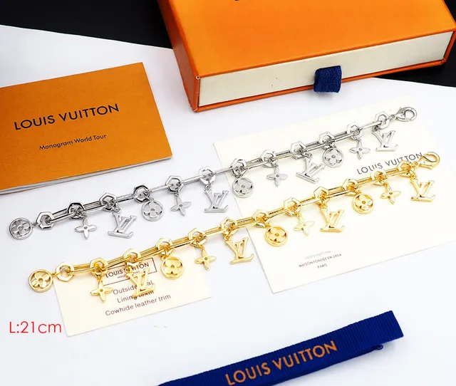 Louis Vuitton Monogram Charm Bracelet Gold-Tone Metal Bracelet 4