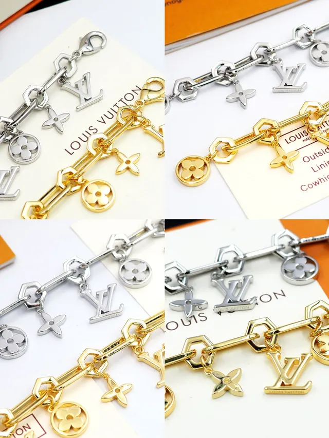 Louis Vuitton Monogram Charm Bracelet Gold-Tone Metal Bracelet 10