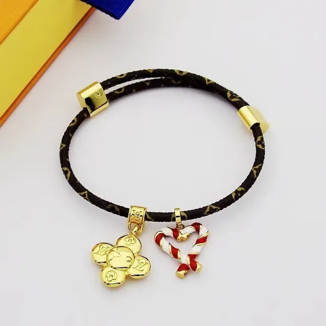Louis Vuitton Monogram Cord Bracelet Brown Gold Braided Hardware Bracelet 3