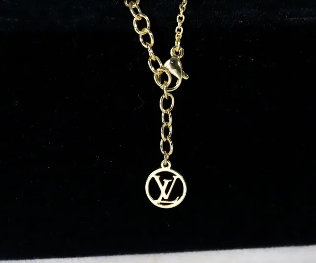 Louis Vuitton Monogram Disc Silver Gold Circular Pendant Pavé-Set Necklace 9