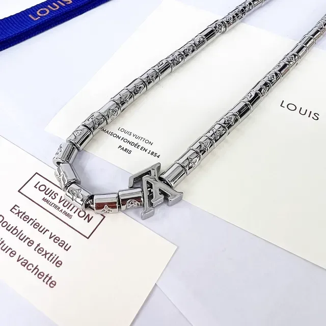 Louis Vuitton Monogram Engraved Link Chain Necklace 2