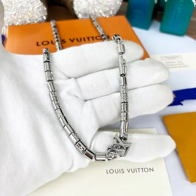Louis Vuitton Monogram Engraved Link Chain Necklace 3