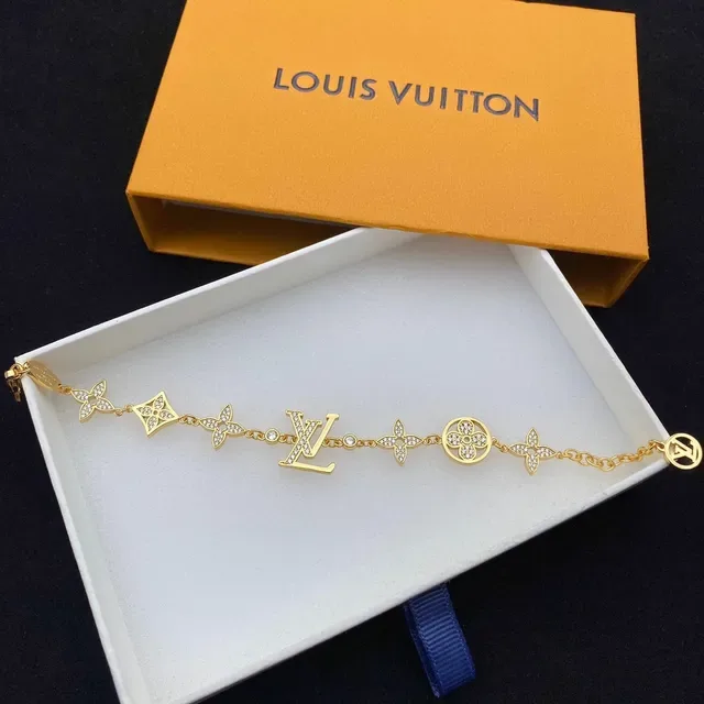 Louis Vuitton Monogram Flower Charm pulseira de cristal tom prata 8