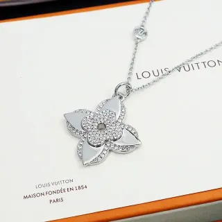 Colar Louis Vuitton Monogram Flower Pavé Cristal Silver-Tone