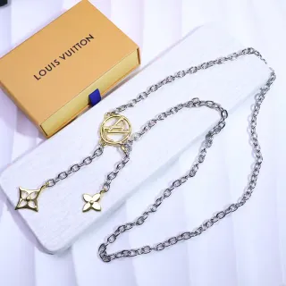 Louis Vuitton মনোগ্রাম ফুল দুই রঙের চেইন নেকলেস