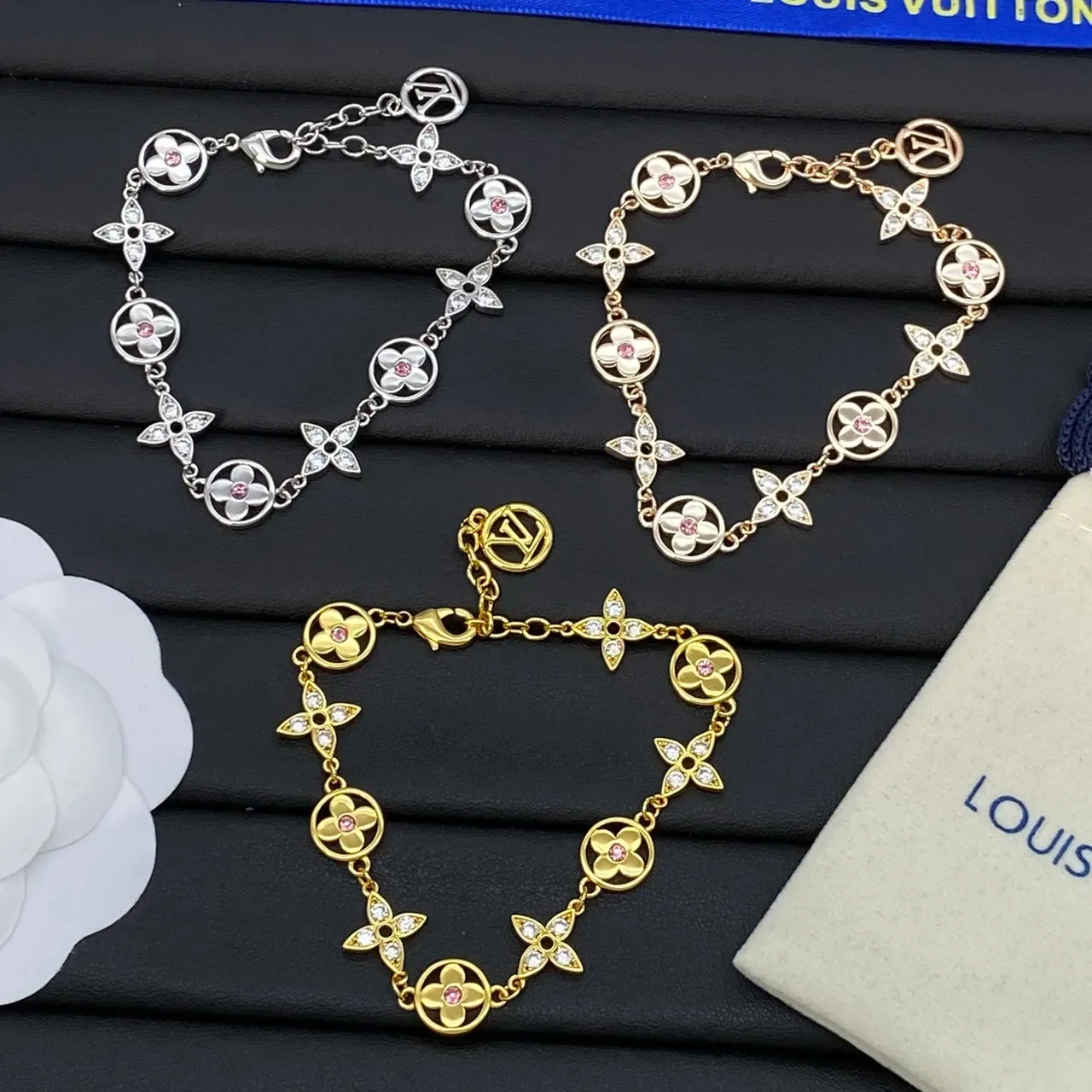 Louis Vuitton Monogram Flowers Floral-Link esmalte y gemas pulseras 9