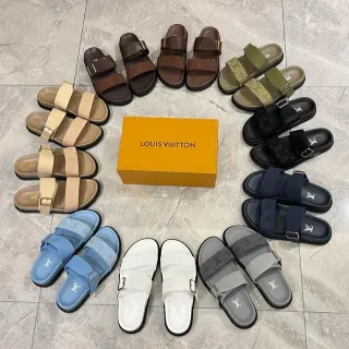 Louis Vuitton Monogram Two-Strap Slide Casual Sandals