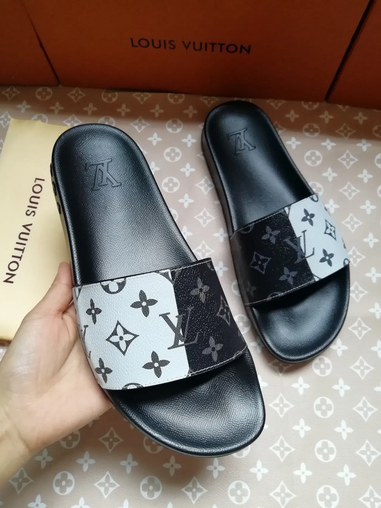 Louis Vuitton Monogram Two-Tone Strap Slippers 4