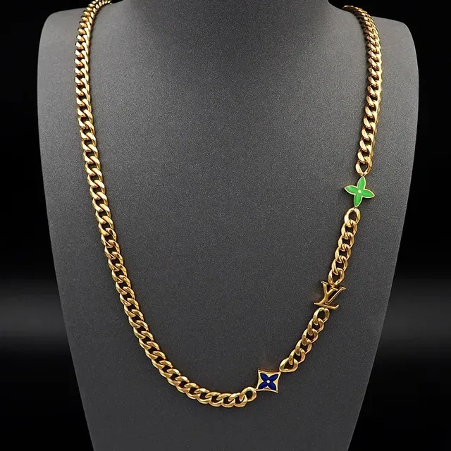 Collar Cadena de Oro Charm Esmalte Monogram World Tour Louis Vuitton 6