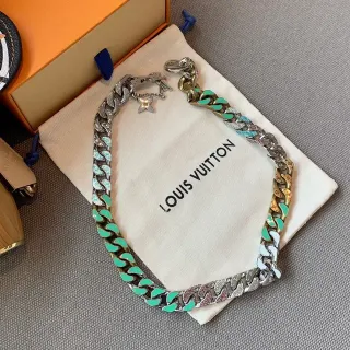 Colar Louis Vuitton Multi-Tono Esmaltado e Cristal Curb-Link