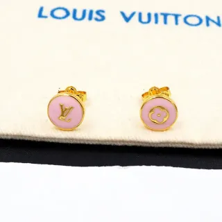 Louis Vuitton أقراط أذن ستاد إيناميل لوجو وردي