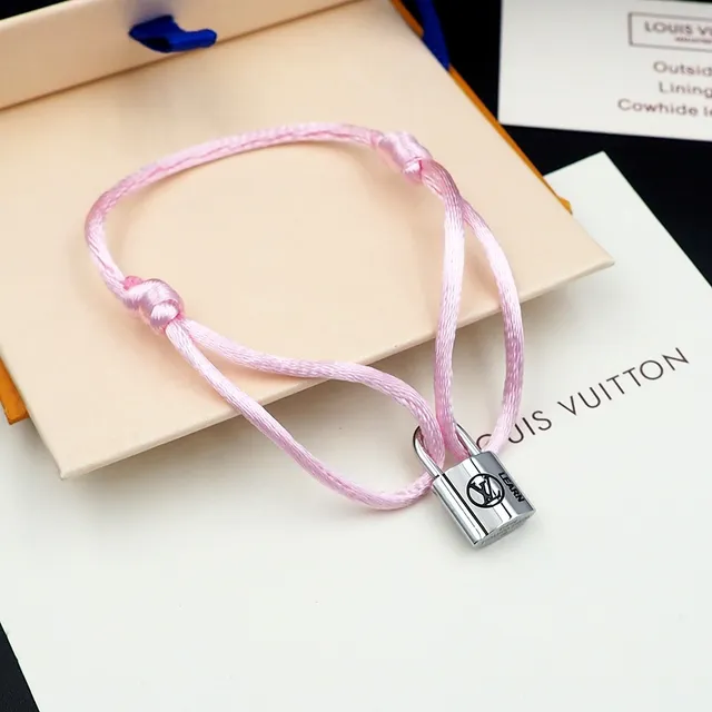 Louis Vuitton गुलाबी रेशम की डोरी पैडलॉक कंगन 2