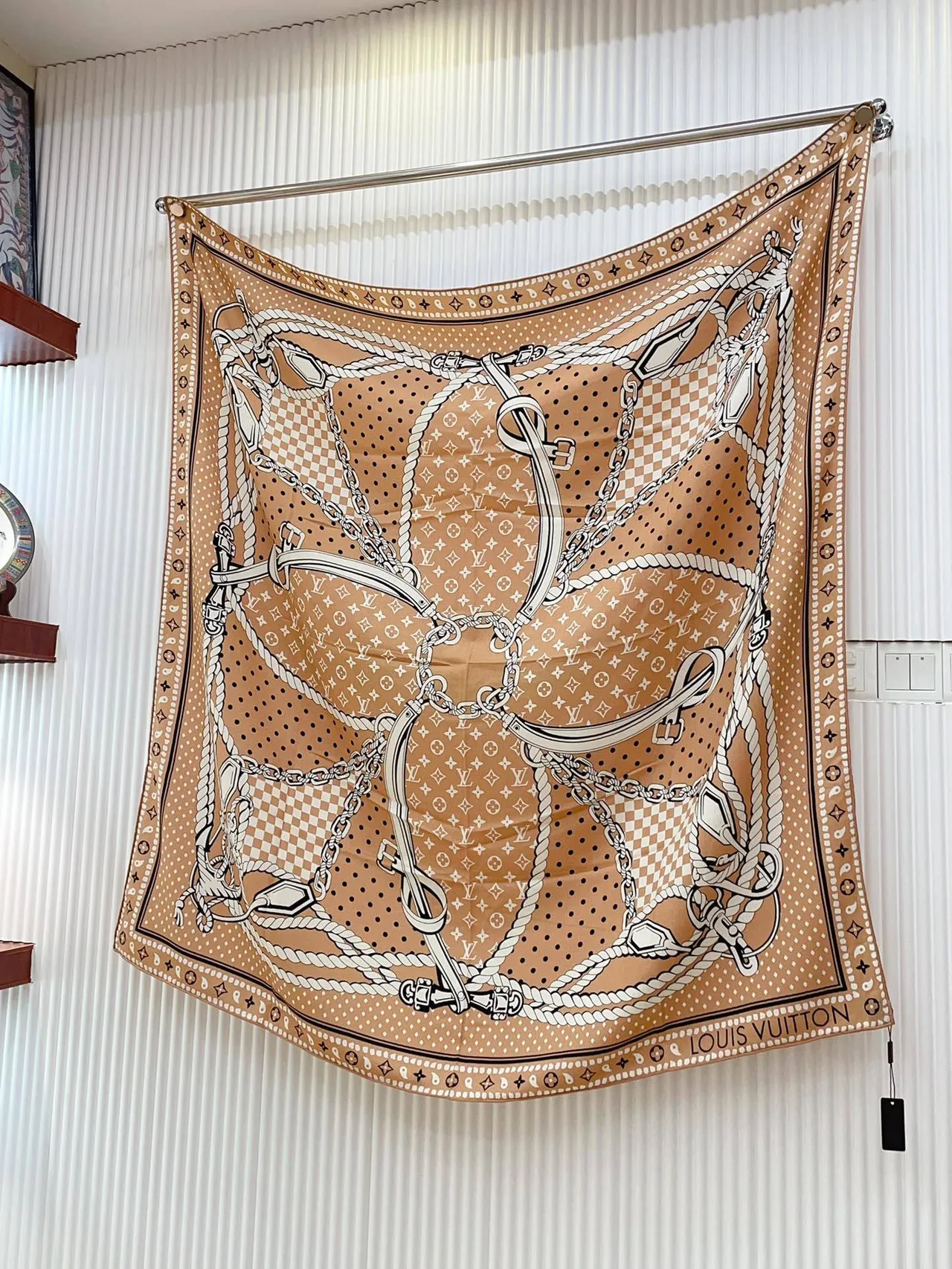 Louis Vuitton Rope Motif Beige Silk Scarf 6