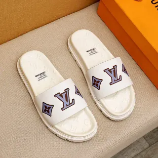 Louis Vuitton 奔逃 米色 紫色 模具 花押字 鞋底 超大 标志 鞋带 拖鞋
