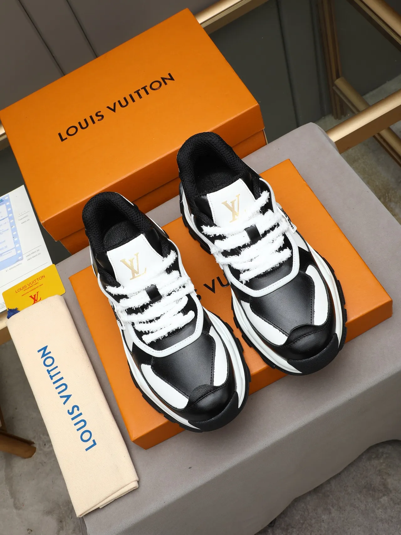 Louis Vuitton Run Away Black and White Chunky Sneakers 2