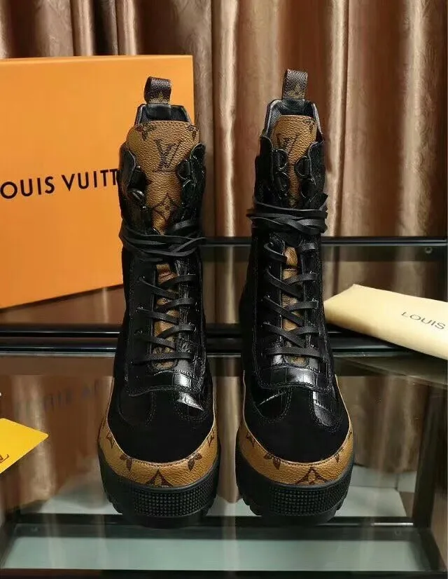 Louis Vuitton Run Away মোনোগ্রাম-ট্রিম্ড প্ল্যাটফর্ম এনকেল বুটস 3