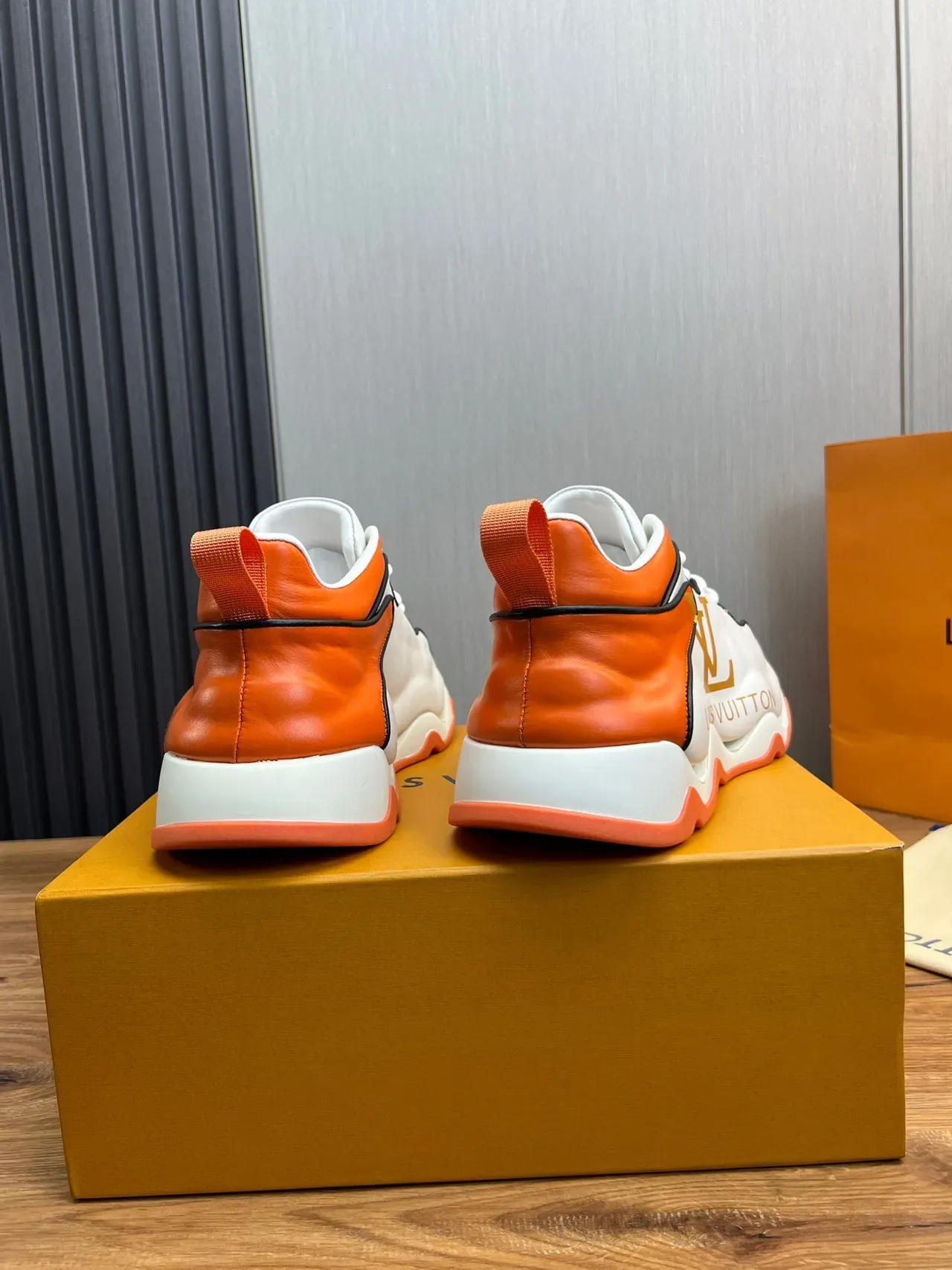 Louis Vuitton Run Away Orange and White Sneakers Chunky 2