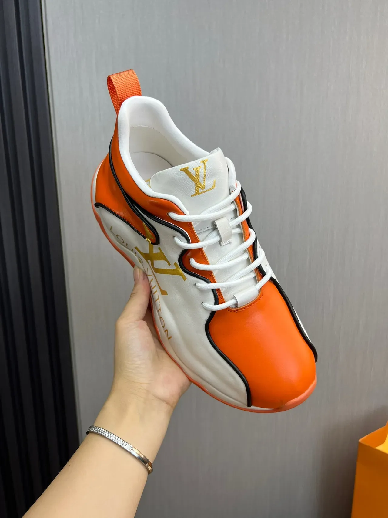 Louis Vuitton Run Away Orange and White Sneakers Chunky 4